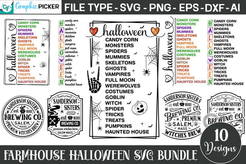 Farmhouse Halloween SVG Bundle, Halloween SVG Bundle PNG SVG DesignPlante 503 