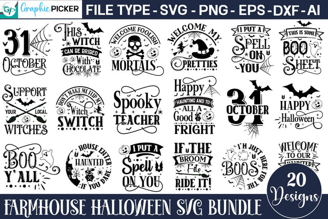 Farmhouse Halloween SVG Bundle, Halloween SVG Design, Farmhouse Halloween SVG Design SVG DesignPlante 503 