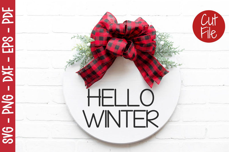 Farmhouse Hello Winter Round Sign Style 2 SVG Design SVG Digital Clipart Deals 