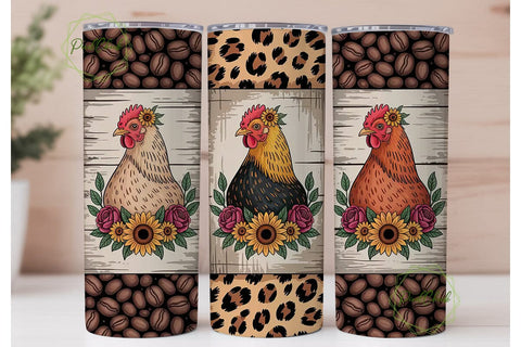 Farmhouse Hen 20oz Tumbler Wrap Sublimation PixelChick 