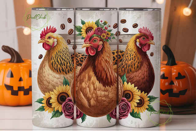 Farmhouse Hen 20oz Tumbler Wrap Sublimation PixelChick 