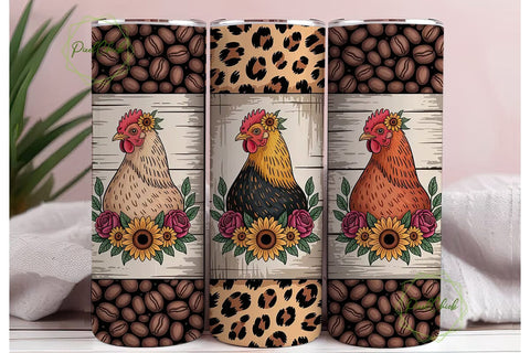 Farmhouse Hen 20oz Tumbler Wrap Sublimation PixelChick 