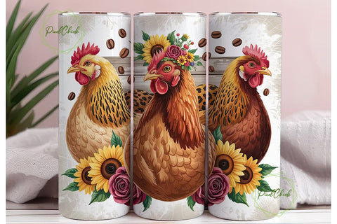 Farmhouse Hen 20oz Tumbler Wrap Sublimation PixelChick 