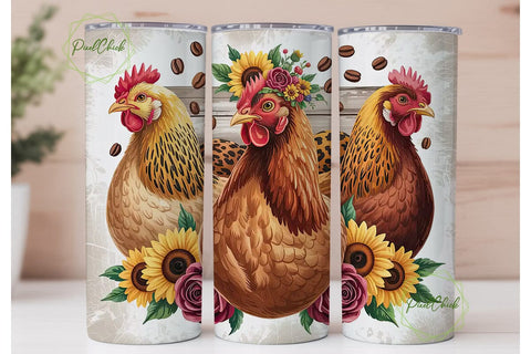 Farmhouse Hen 20oz Tumbler Wrap Sublimation PixelChick 