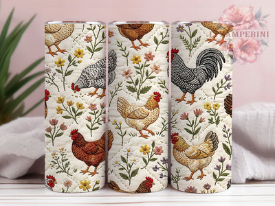 Farmhouse Hen Quilt 20oz Tumbler, Farmhouse Hen, Hen Quilt, Quilt Tumbler, Farmhouse Tumbler, Chicken Tumbler, Hen Tumbler, Tumbler Wrap Sublimation Li Zamperini 