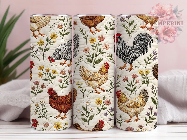 Farmhouse Hen Quilt 20oz Tumbler, Farmhouse Hen, Hen Quilt, Quilt Tumbler, Farmhouse Tumbler, Chicken Tumbler, Hen Tumbler, Tumbler Wrap Sublimation Li Zamperini 