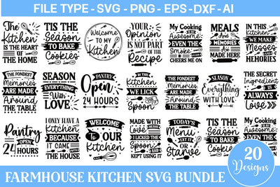 Farmhouse Kitchen Bundle, Farmhouse Kitchen Sign SVG, Kitchen SVG Bundle,SVGs,Quotes and Sayings,Food & Drink,On Sale, Print & Cut SVG DesignPlante 503 