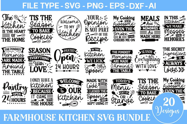 Farmhouse Kitchen Bundle, Farmhouse Kitchen Sign SVG, Kitchen SVG Bundle,SVGs,Quotes and Sayings,Food & Drink,On Sale, Print & Cut SVG DesignPlante 503 