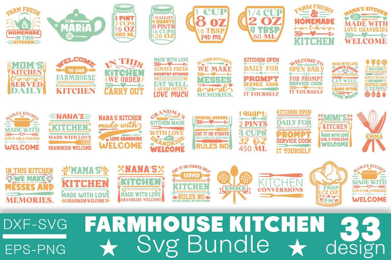 Farmhouse Kitchen Svg Bundle - So Fontsy