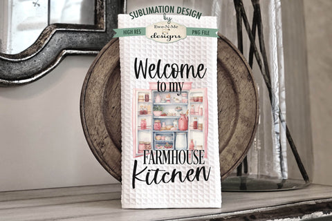 Farmhouse Kitchen Towel Sublimation Design - Pink Kitchen Sublimation Ewe-N-Me Designs 