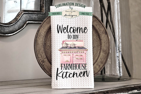 Farmhouse Kitchen Towel Sublimation Design - Pink Kitchen Sublimation Ewe-N-Me Designs 