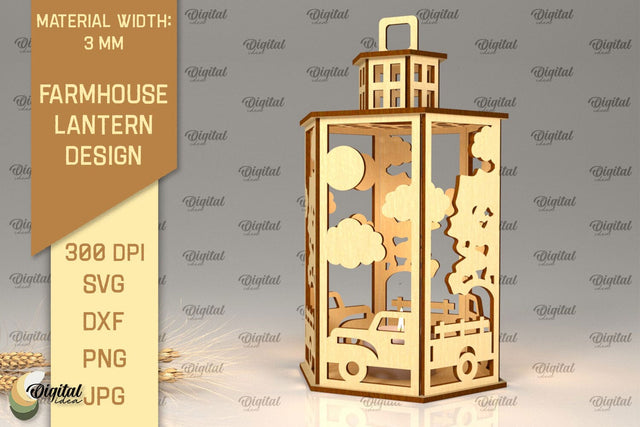 Farmhouse Lantern Laser Cut. Farmhouse Candle Holder SVG SVG Evgenyia Guschina 