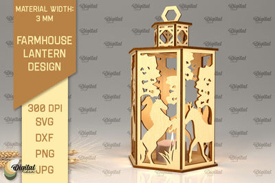 Farmhouse Lantern Laser Cut. Farmhouse Candle Holder SVG SVG Evgenyia Guschina 