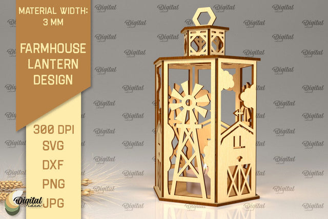 Farmhouse Lantern Laser Cut. Farmhouse Candle Holder SVG SVG Evgenyia Guschina 