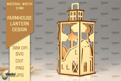 Farmhouse Lantern Laser Cut. Farmhouse Candle Holder SVG SVG Evgenyia Guschina 