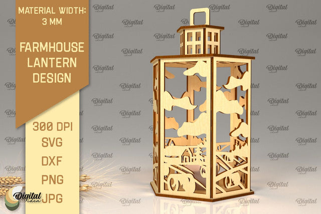 Farmhouse Lantern Laser Cut. Farmhouse Candle Holder SVG SVG Evgenyia Guschina 