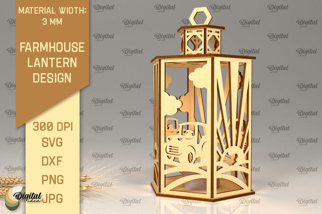 Farmhouse Lantern Laser Cut. Farmhouse Candle Holder SVG SVG Evgenyia Guschina 