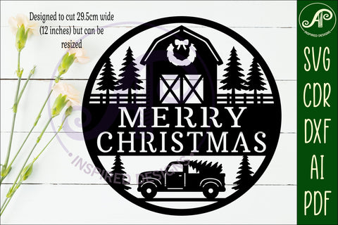 Farmhouse Merry Christmas wall sign svg laser cut SVG APInspireddesigns 