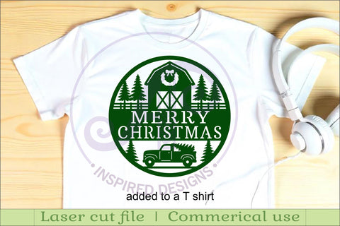 Farmhouse Merry Christmas wall sign svg laser cut SVG APInspireddesigns 