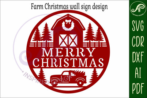 Farmhouse Merry Christmas wall sign svg laser cut SVG APInspireddesigns 