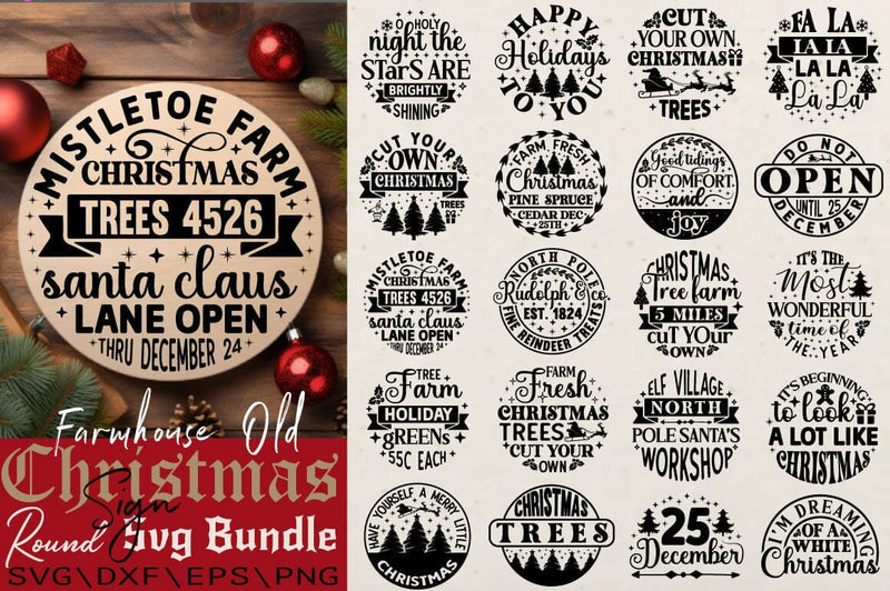 Farmhouse Old Christmas Sign SVG Bundle SVG Angelina750 