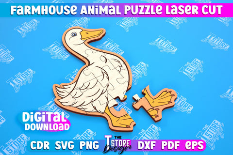 Farmhouse Puzzle Bundle | Animals Shape Puzzle Template | Baby Game | Wooden Design | CNC Files SVG The T Store Design 