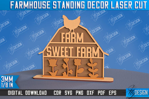 Farmhouse Standing Decor Bundle | Decorative Standing | Farmhouse Design | CNC File SVG Fly Design 