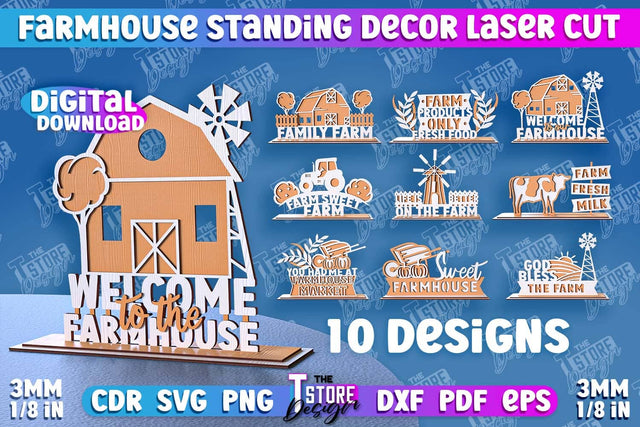 Farmhouse Standing Decor Bundle | Decorative Standing | Farmhouse Design | CNC File SVG The T Store Design 