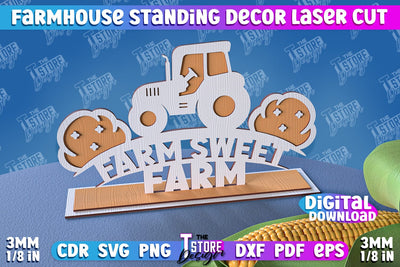 Farmhouse Standing Decor | Decorative Standing | Farmhouse Design | CNC File SVG The T Store Design 