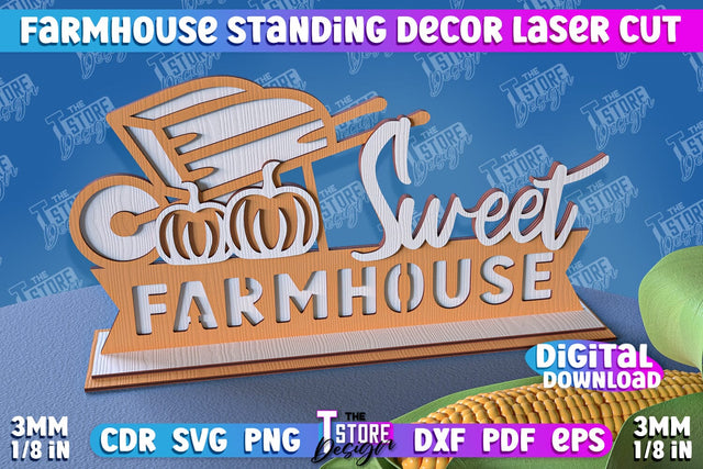 Farmhouse Standing Decor | Decorative Standing | Farmhouse Design | CNC File SVG The T Store Design 