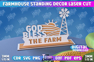 Farmhouse Standing Decor | Decorative Standing | Farmhouse Design | CNC File SVG The T Store Design 