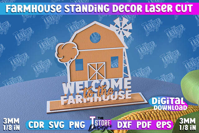 Farmhouse Standing Decor | Decorative Standing | Farmhouse Design | CNC File SVG The T Store Design 