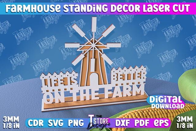 Farmhouse Standing Decor | Decorative Standing | Farmhouse Design | CNC File SVG The T Store Design 