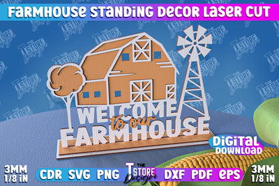 Farmhouse Standing Decor | Decorative Standing | Farmhouse Design | CNC File SVG The T Store Design 