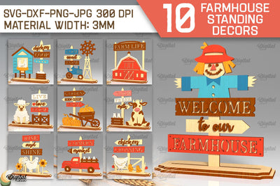Farmhouse Standing Decor Laser Cut Bundle. Farm Decor SVG SVG Evgenyia Guschina 