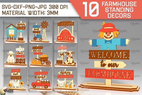 Farmhouse Standing Decor Laser Cut Bundle. Farm Decor SVG SVG Evgenyia Guschina 