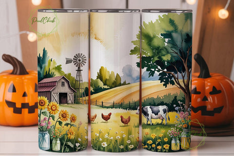 Farmhouse Sunflower Meadow 20oz Tumbler Sublimation PixelChick 
