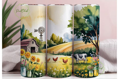 Farmhouse Sunflower Meadow 20oz Tumbler Sublimation PixelChick 