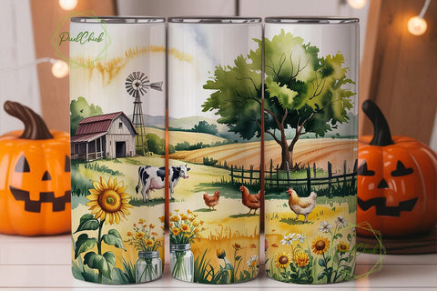 Farmhouse Sunflower Meadow 20oz Tumbler Sublimation PixelChick 