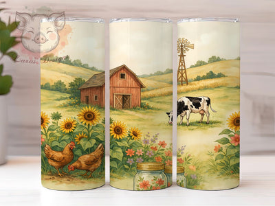 Farmhouse Watercolor Barn 20oz Tumbler, Farmhouse Barn, Watercolor Style, Rustic Motif, Country Charm, Whimsical Design, Skinny Tumbler, Sublimation PNG Sublimation Lara' s Designs 