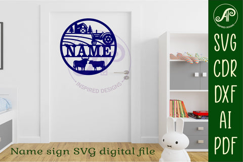 Farming name sign design for laser cutting SVG APInspireddesigns 