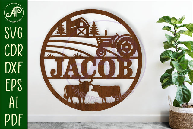 Farming name sign design for laser cutting SVG APInspireddesigns 