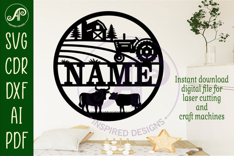 Farming name sign design for laser cutting SVG APInspireddesigns 