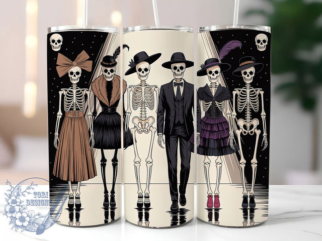 Fashion Ghoul Skeleton Halloween Tumbler Wrap, Skeleton Halloween Wrap, Stylish Spooky Cup, 20Oz Sublimation Tumbler, Trendy Haunted Drinkware, Chic Halloween Gift, Glam Goth Wrap Sublimation ToriDesigns 