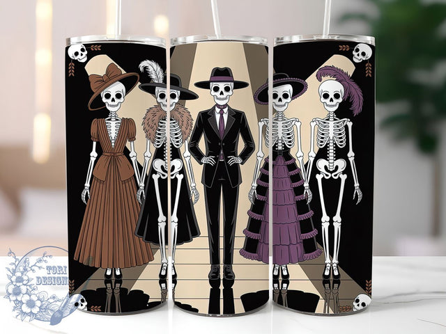 Fashion Ghoul Skeleton Halloween Tumbler Wrap, Skeleton Halloween Wrap, Stylish Spooky Cup, 20Oz Sublimation Tumbler, Trendy Haunted Drinkware, Chic Halloween Gift, Glam Goth Wrap Sublimation ToriDesigns 