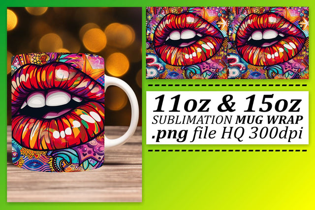 Fashion Lips Mug Wrap Art Sublimation afrosvg 