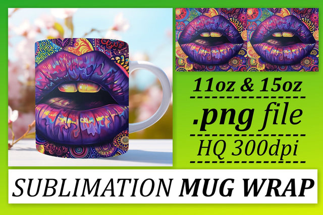 Fashionable Lips Mug Art Design Sublimation afrosvg 
