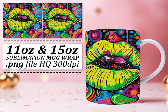 Fashionable Lips Mug Wrap Sublimation afrosvg 