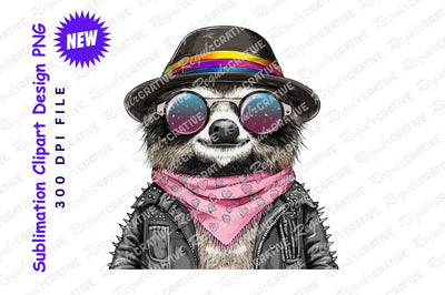 Fashionable sloth character in hat and jacket Sublimation Regulrcrative 