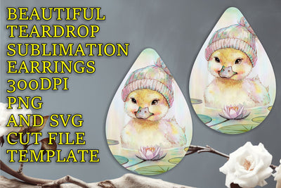 Fashionable teardrop earrings PNG, perfect for DIY projects, Animals Sublimation HoodArtCraft 